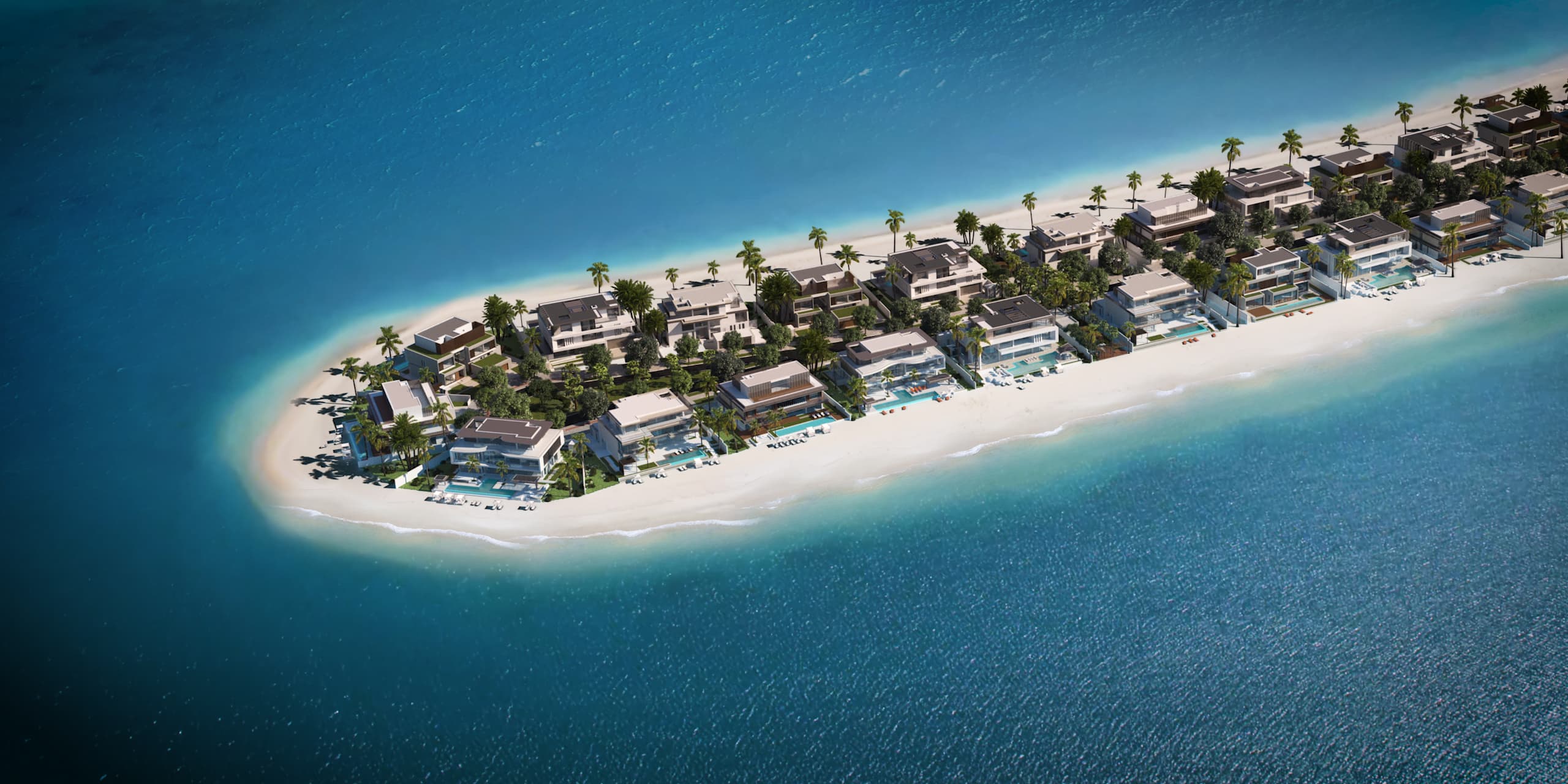 Palm Jebel Ali — a frond neighbourhood, beachfront villas beneath mature palms
