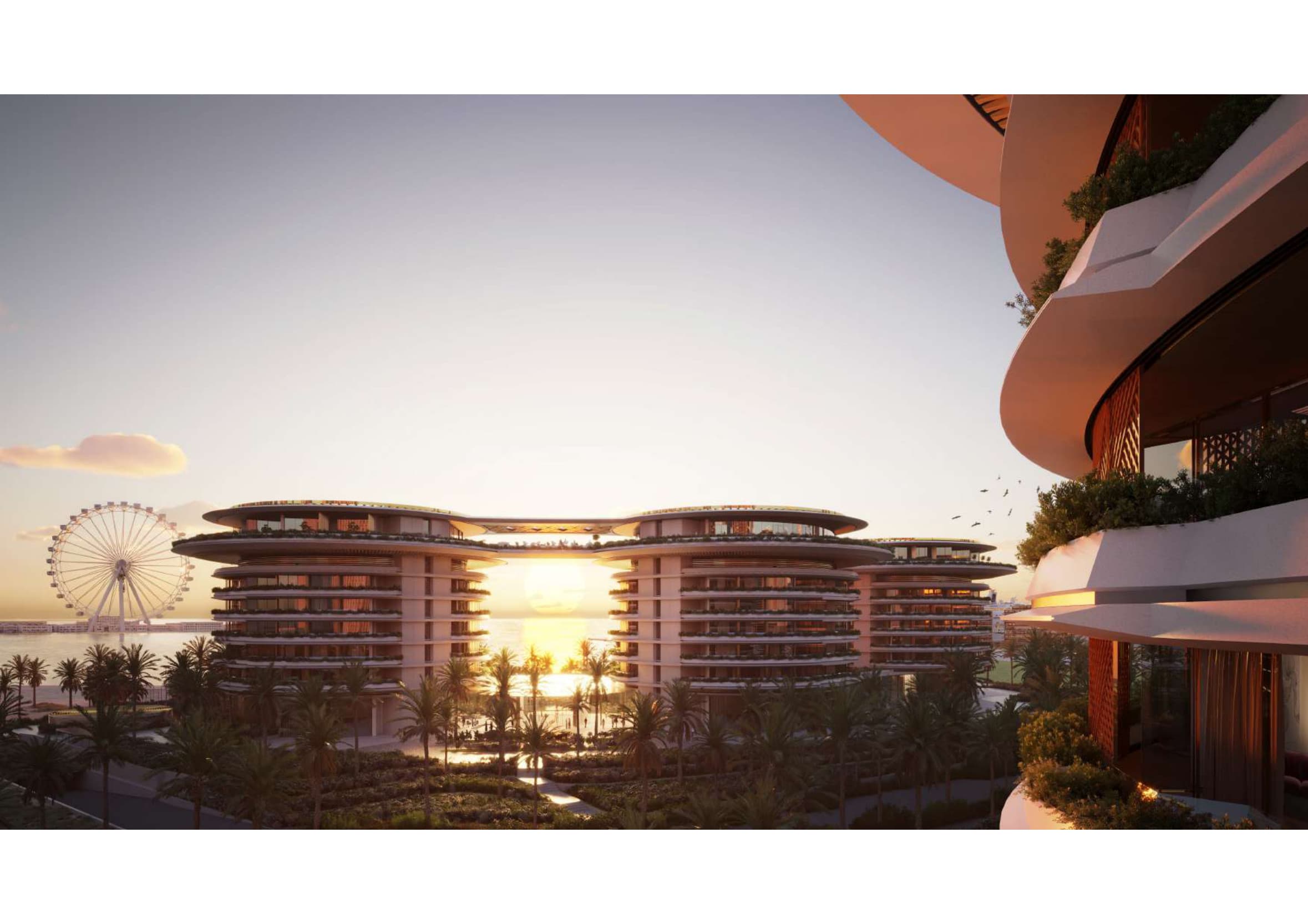 EDITION — sunset view between the residence towers at Dubai Harbour